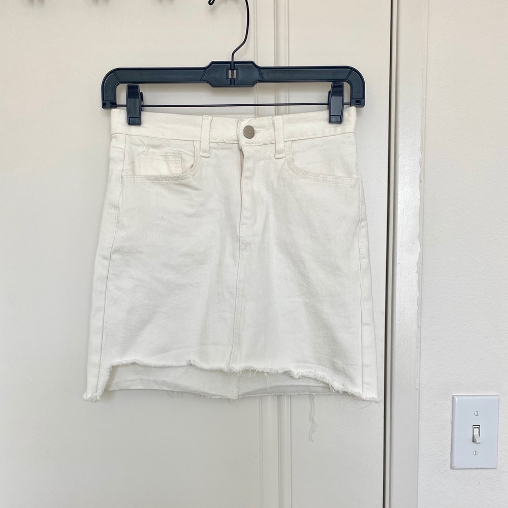 Storets white jean skirt